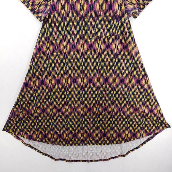 LuLaRoe T Shirt Dress Womens XXS Multicolor Geometric Carly Hi Low Hem Pullover - Picture 3 of 8